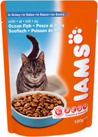 Iams Pouch Adult Ocean Fish для взрослых кошек с океанической рыбой 100 гр