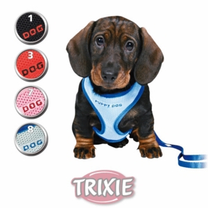 Trixie Шлейка-жилетка с поводком для щенков красная
