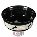 Trixie Миска керамическая с рисунком "косточки", черная